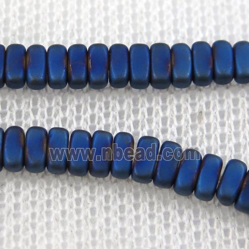Hematite beads, matte oval, blue plated