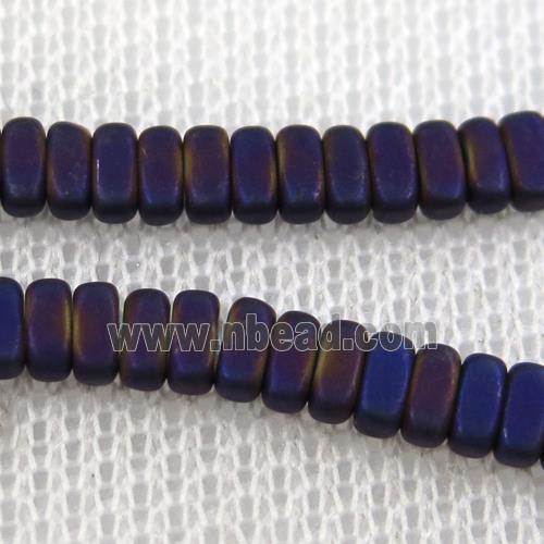 Hematite beads, matte oval, purple plated