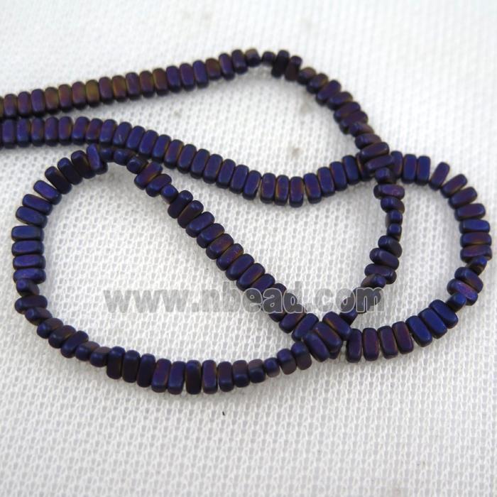 Hematite beads, matte oval, purple plated