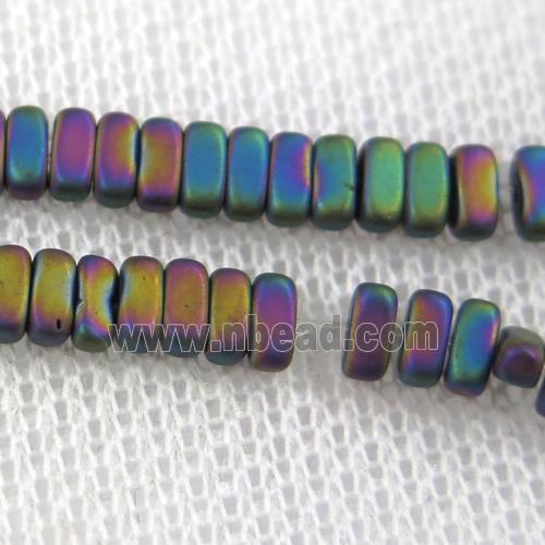 Hematite beads, matte oval, rainbow