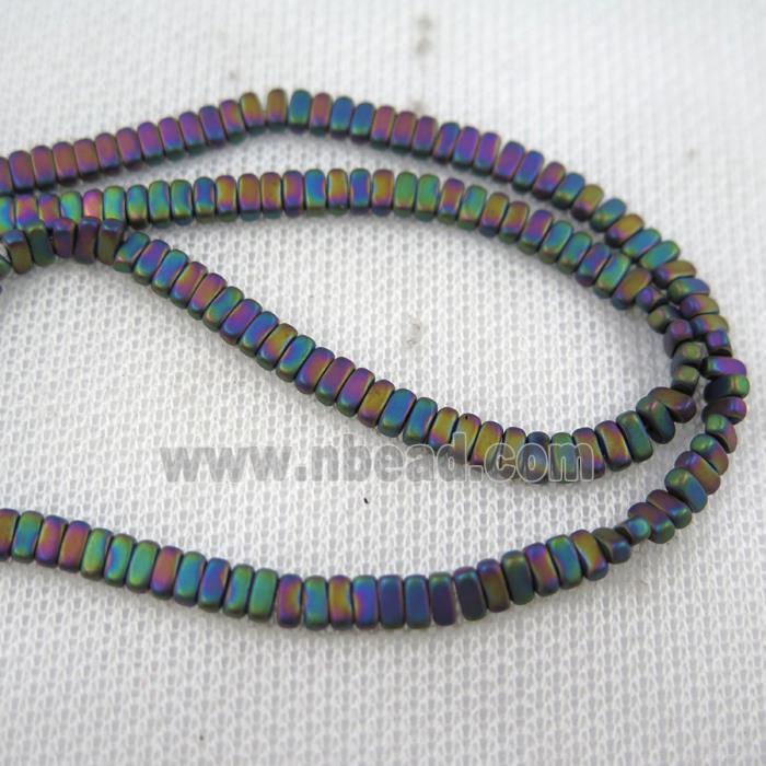 Hematite beads, matte oval, rainbow