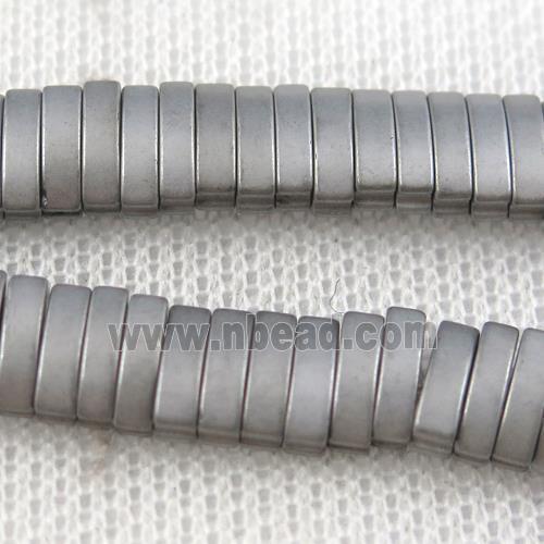 Hematite beads, matte oval, platinum plated