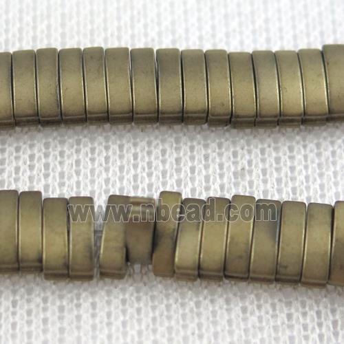 Hematite beads, matte oval, lt.golden