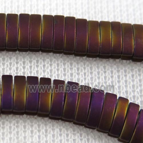 Hematite beads, matte oval, purple plated