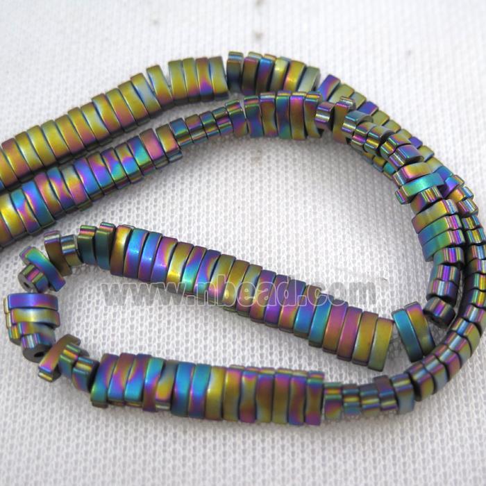 Hematite beads, matte oval, rainbow