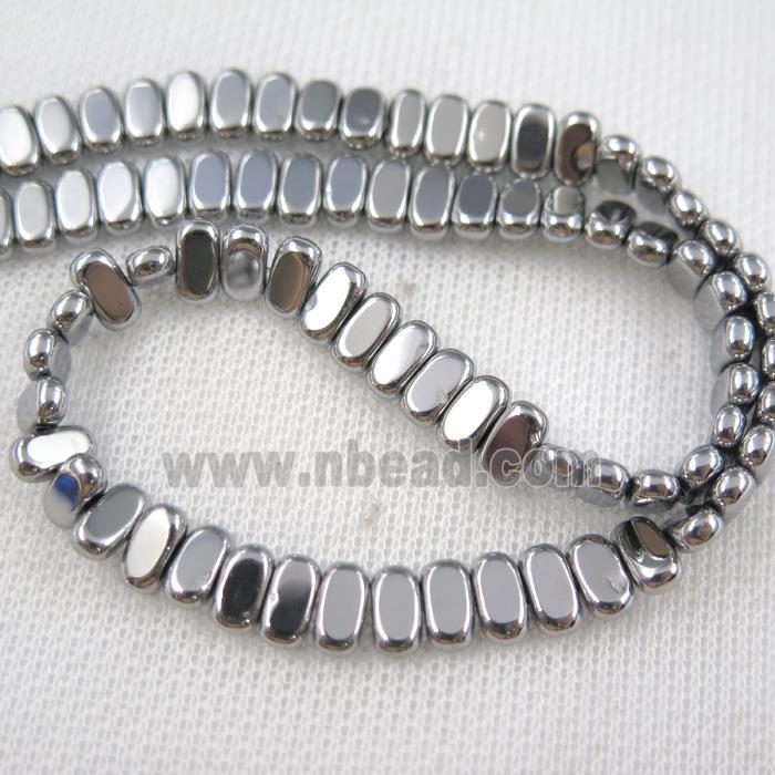 Hematite beads, oval, platinum plated