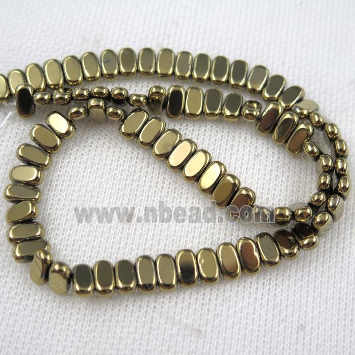 Hematite beads, oval, lt.golden
