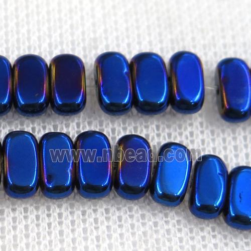 Hematite beads, oval, blue plated