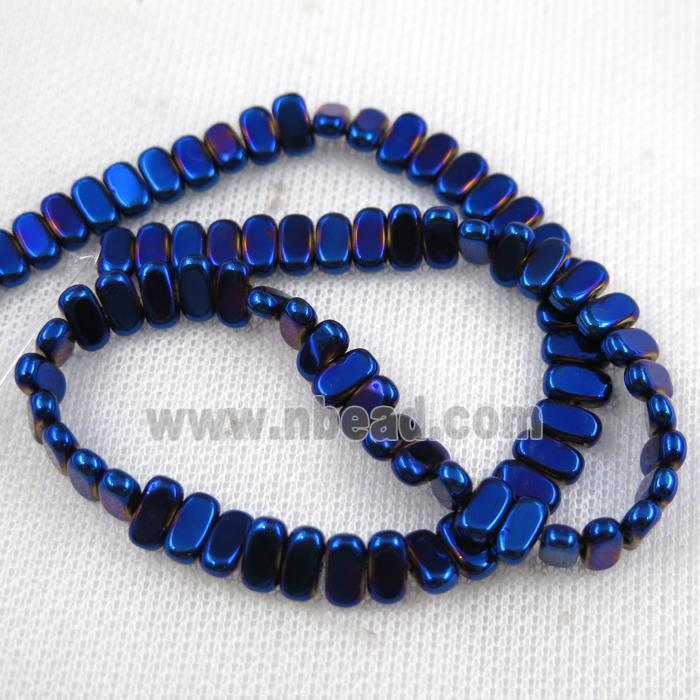 Hematite beads, oval, blue plated