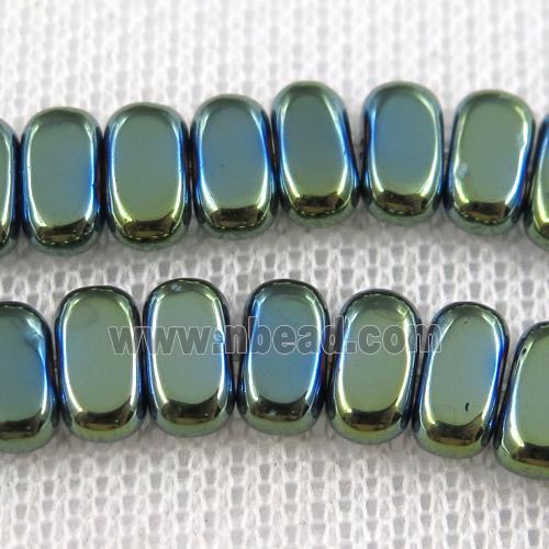 Hematite beads, oval, green plated