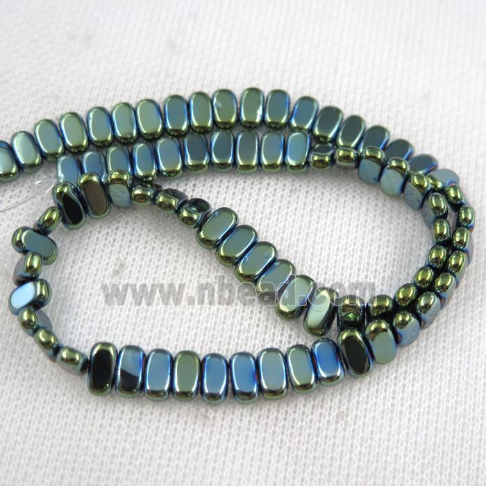 Hematite beads, oval, green plated