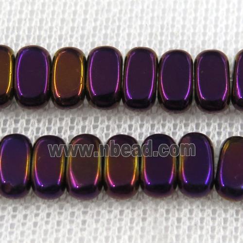 Hematite beads, oval, purple plated