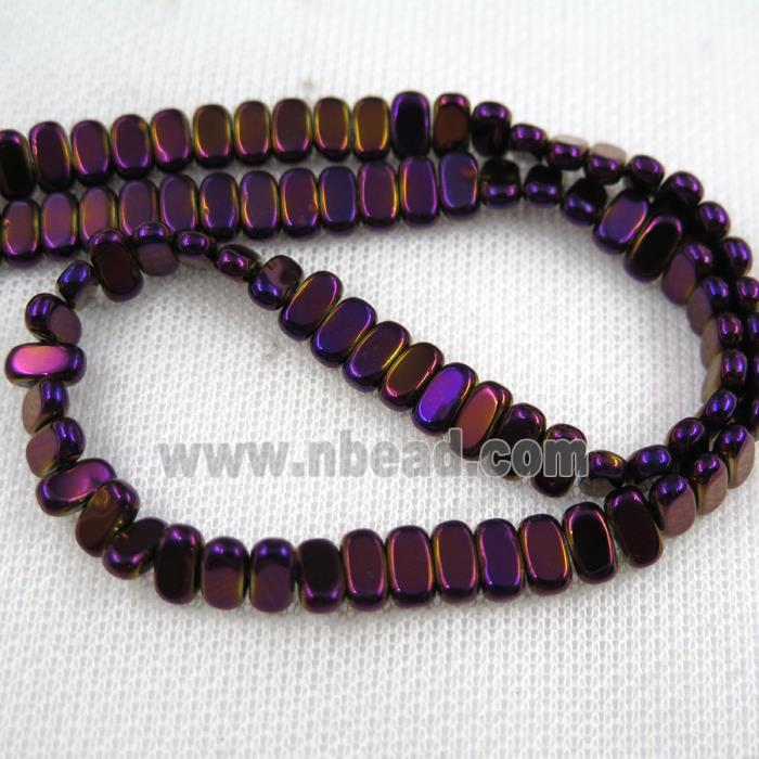 Hematite beads, oval, purple plated