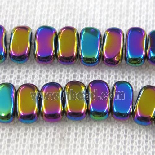 Hematite beads, oval, rainbow