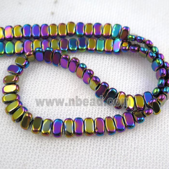 Hematite beads, oval, rainbow