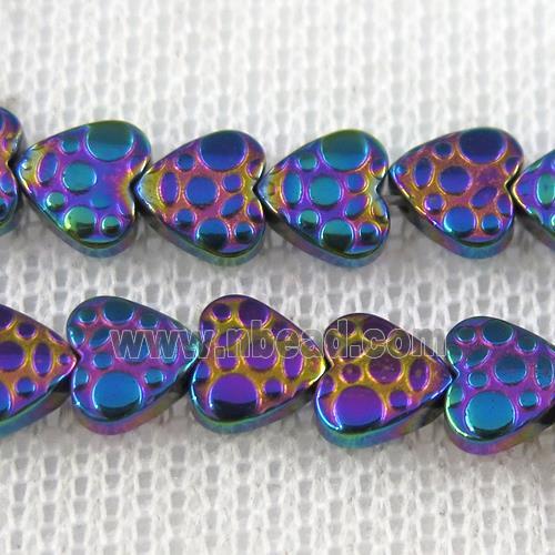 Hematite beads, heart, rainbow