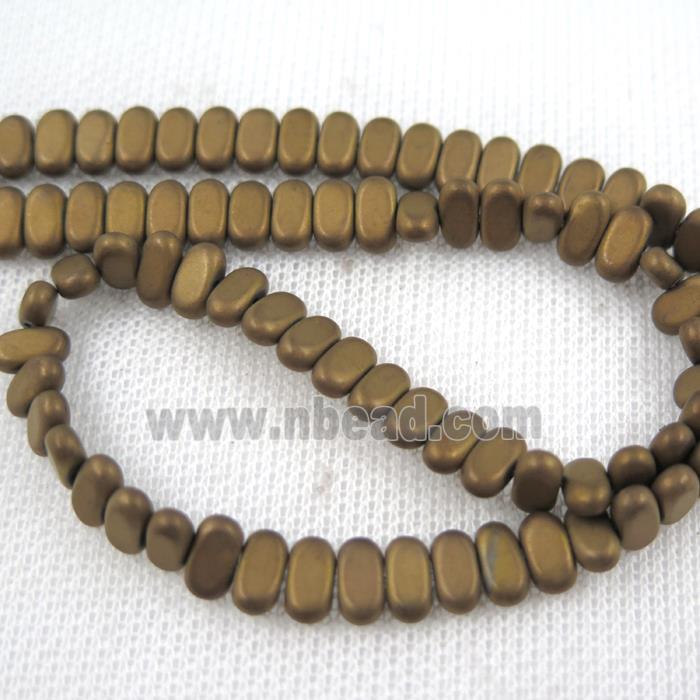 Hematite beads, matte oval, Chocolates