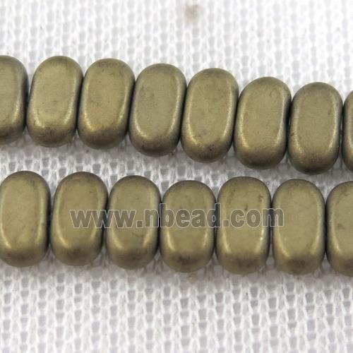 Hematite beads, matte oval, lt.gold