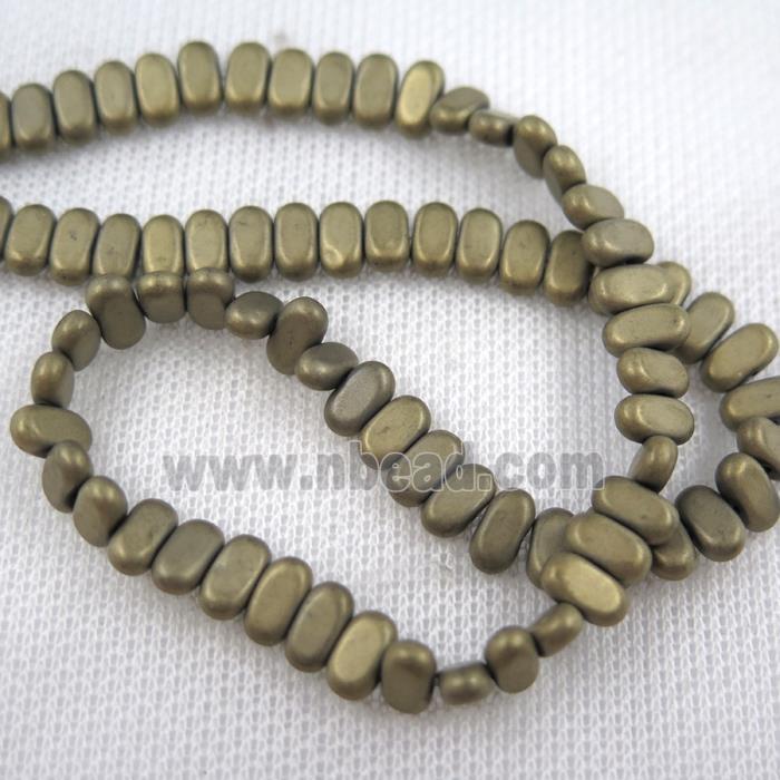 Hematite beads, matte oval, lt.gold