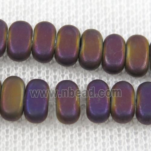 Hematite beads, matte oval, purple plated