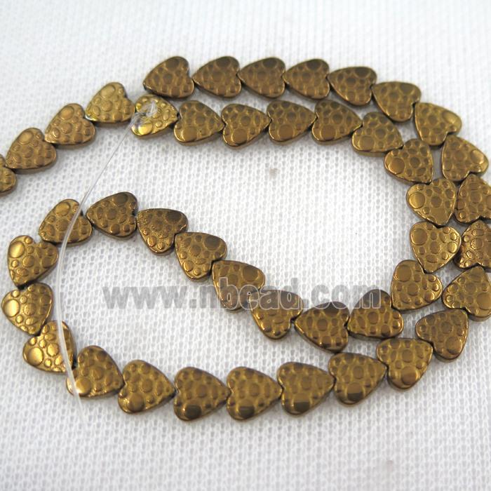 Hematite beads, matte heart, Chocolates