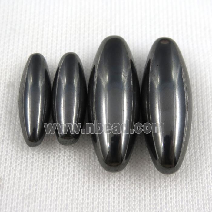 black Hematite oval beads without hole, magnetic