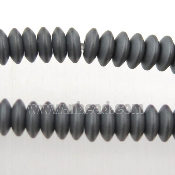 matte black Hematite rondelle beads