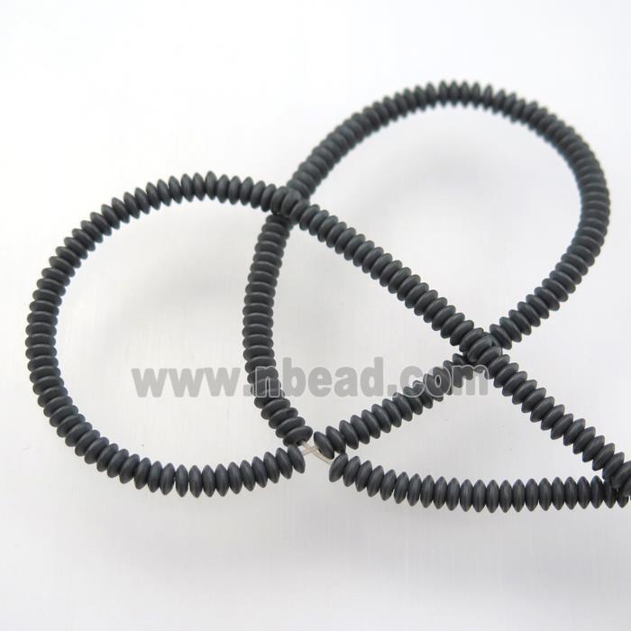 matte black Hematite rondelle beads