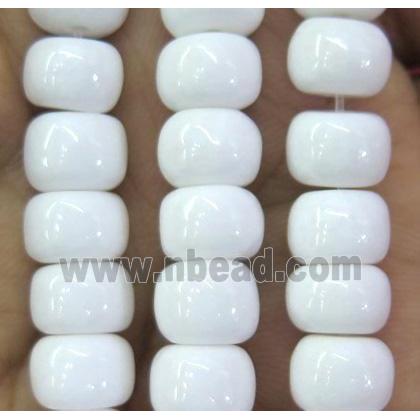jade bead, rondelle, white