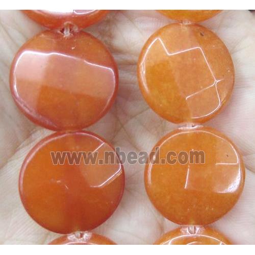 jade bead, faceted flat round