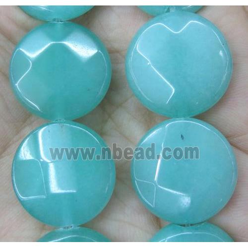 jade bead, faceted flat round