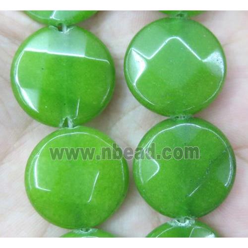 jade bead, faceted flat round