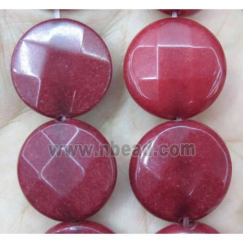 jade bead, faceted flat round