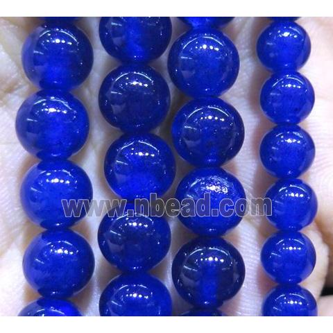round jade beads, blue dye