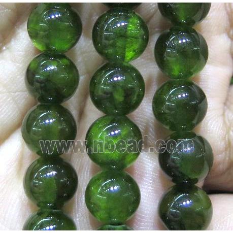 round jade beads, green dye