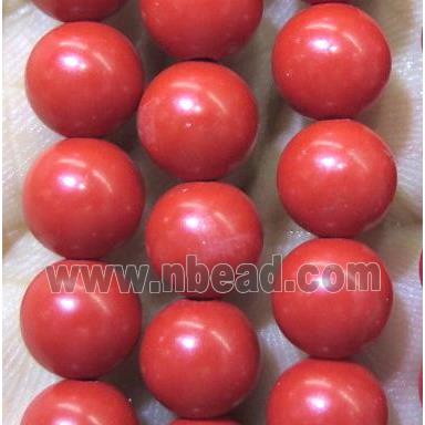 round jade beads, red dye