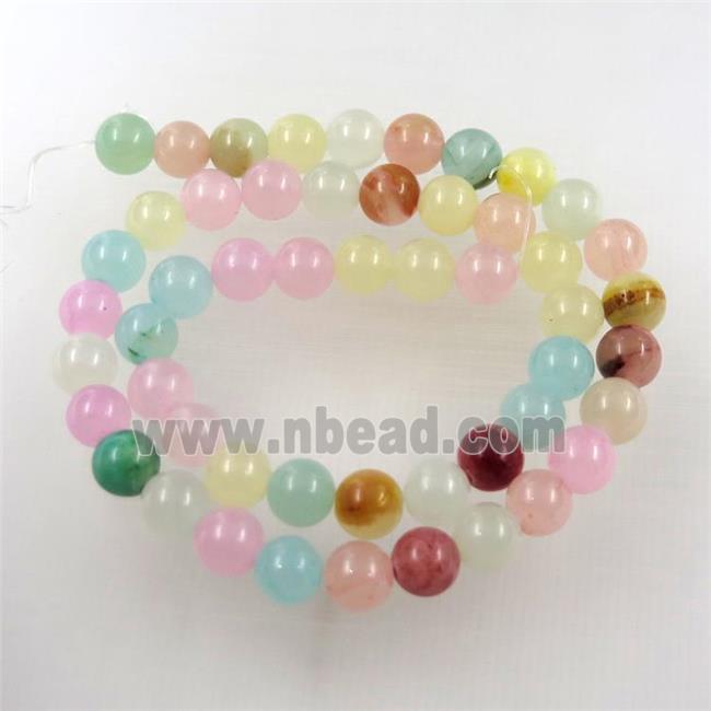 round jade stone bead, mixed dye