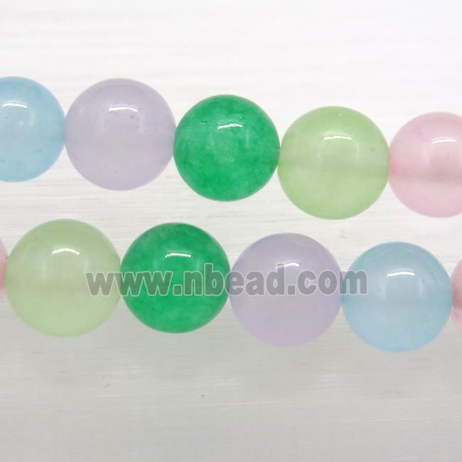 round jade stone bead, mixed dye