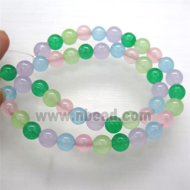 round jade stone bead, mixed dye