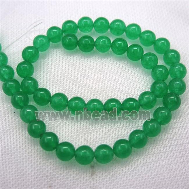 round jade stone bead, green dye
