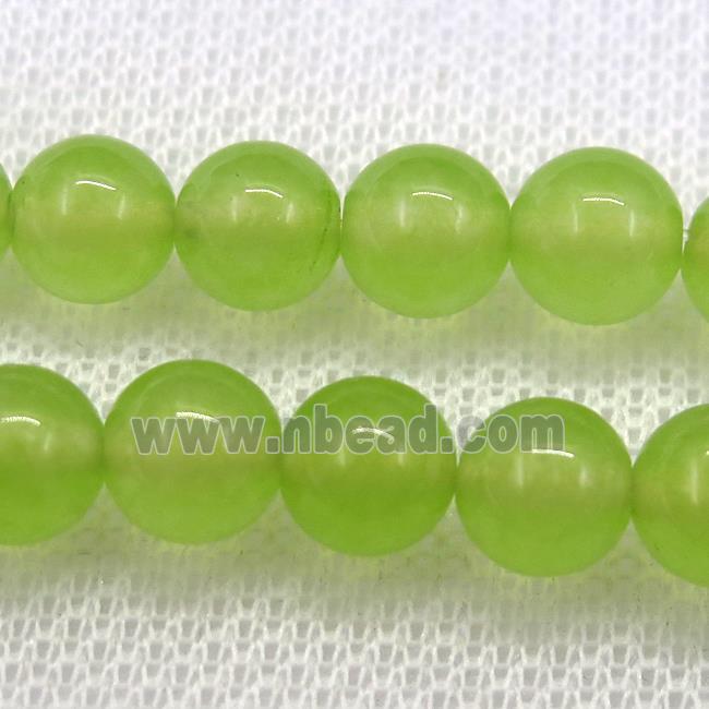 round jade stone bead, olive dye