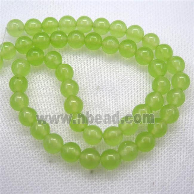 round jade stone bead, olive dye