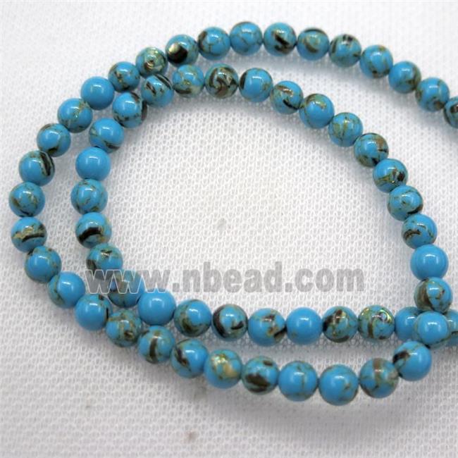 blue synthetic turquoise beads with shelled, round