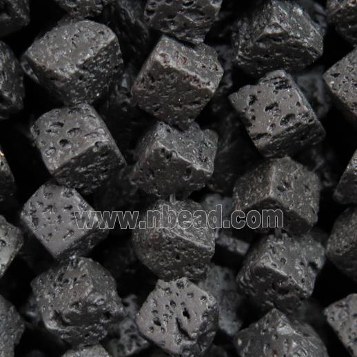 black Lava Stone beads, cube