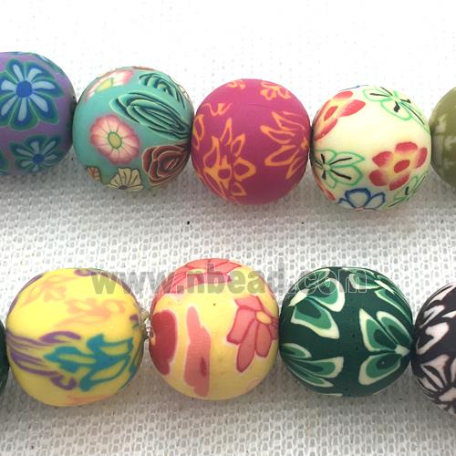 round Polymer Clay Fimo Beads with painted, mix color