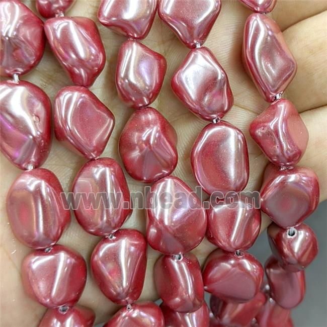 Pearlized Shell Beads Freeform Pink Dye