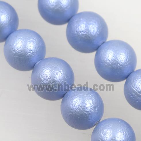 round matte blue pearlized shell beads