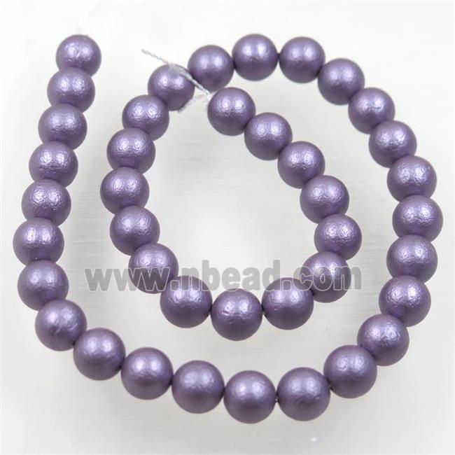 round matte purple pearlized shell beads