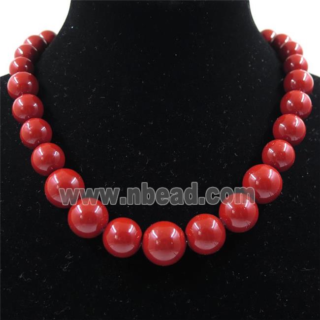 red Pearlized Shell graduated Beads, round