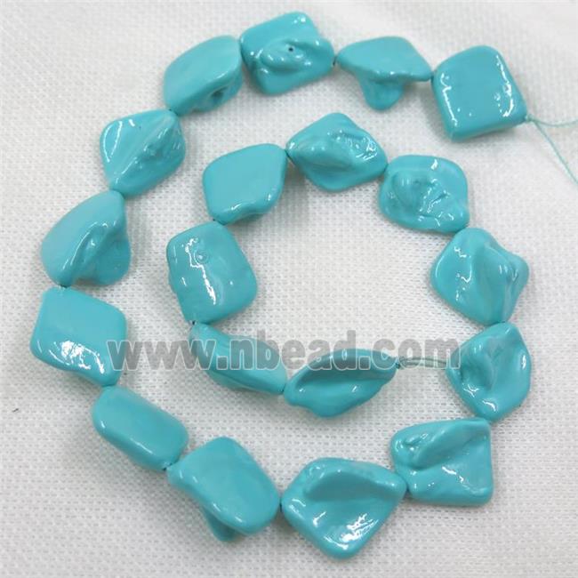 baroque style freshwater shell beads, freeform, teal